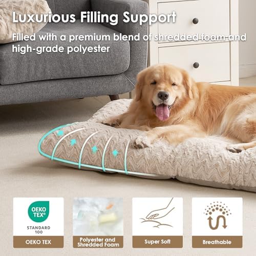 EHEYCIGA XXL Dog Bed 47x29 Inch, Extra Large Pet Beds for Dogs, Beige