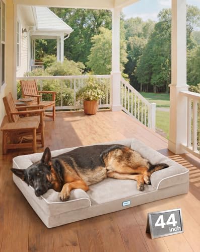 OhGeni Orthopedic Extra Large Dog Bed Couch, Memory Foam, 44-inch (Beige)