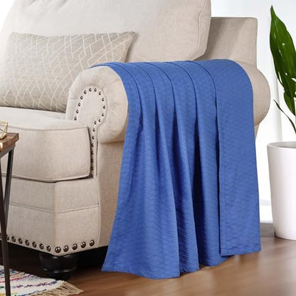 Superior Cotton Blanket, Lightweight, Breathable Bedding, Throw, Merritt Blue