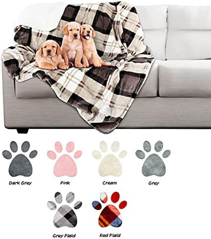 Pet Blanket - Reversible Waterproof Plaid Throw Protects Couch, Car, and Bed from Spills, Stains, or Fur - Dog and Cat Blankets by Petmaker (Gray)