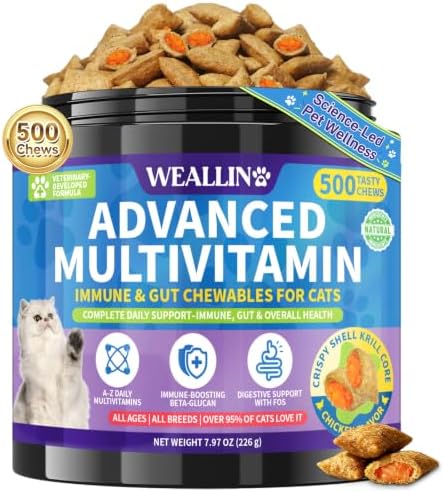Taurine for Cats, Cat Vitamins & Multivitamin Treats, 500 Ct, Heart Support
