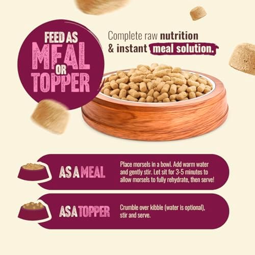Natural Farm Freeze-Dried Red Meat Morsels for Dogs – 96% Raw Beef, Organs & Pork, Complete Meal or Food Topper, Grain-Free, Gluten-Free, Probiotics for Digestion, All Life Stages – 18oz Bag