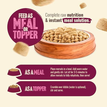 Natural Farm Freeze-Dried Red Meat Morsels for Dogs – 96% Raw Beef, Organs & Pork, Complete Meal or Food Topper, Grain-Free, Gluten-Free, Probiotics for Digestion, All Life Stages – 18oz Bag
