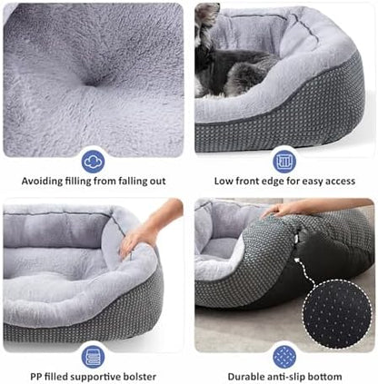 INVENHO Small Dog Bed for Small Dogs, Cat Beds for Indoor Cats Washable, Orthopedic Dog Bed, Warming Soft Calming Sleeping Puppy Bed Durable Pet Bed with Anti-Slip Bottom S(20"x19"x6")