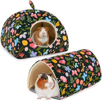 Bienbee Guinea Pig Hideout, 2 Piece Washable Set for Small Animals Large