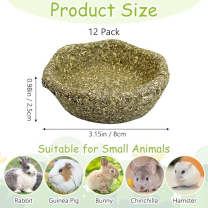 12 Pack Rabbit Chew Toys for Teeth Timothy Hay Chewing Bowl