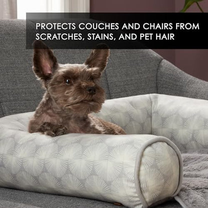 Nicole Miller New York PET Kendall Fluted Geo Cozy Couch Protector Pet Bed, Cozy & Calming, Non-Slip Bottom, Machine Washable, Grey, Large 40"x23"x4"