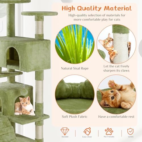 Sweetcrispy 54-inch Cat Tree Tower with Scratching Posts, Indoor Use