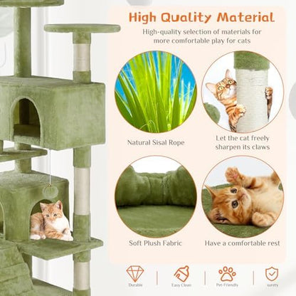 Sweetcrispy 54-inch Cat Tree Tower with Scratching Posts, Indoor Use