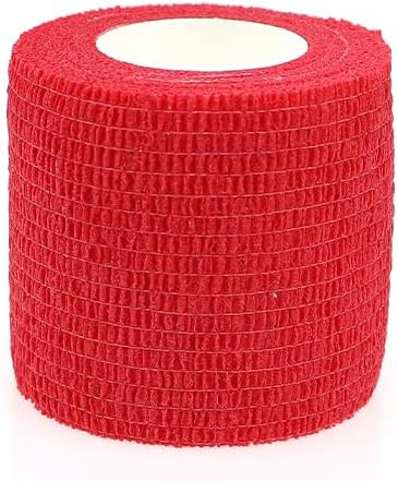 Self Adhesive Bandage Wrap Animal Cohesive Bandage Self Adherent Wrap First Aid Tape for Dogs Cats Horses Birds & Wrist Healing Ankle Sprain (2 Inch Red 12 Rolls)