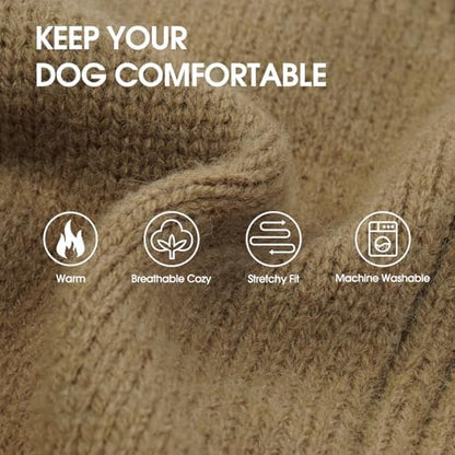IECOii Small Dog Sweater, Warm Turtleneck for Small to Medium Dogs, L