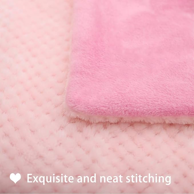 furrybaby Premium Fluffy Fleece Dog Blanket Soft and Warm Reversible Flannel Pet Blanket for Dogs 24x32inch Washable Indoor Cats Blankets for Cozy Comfy Nap(Pink)