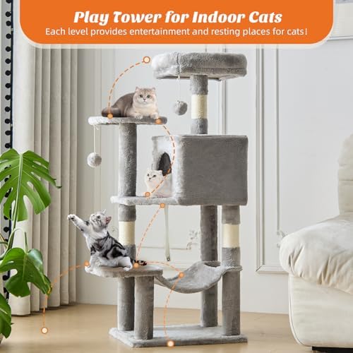 Sweetcrispy 44 Inch Cat Tree Tower for Indoor Cats and Kittens