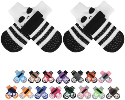 PUPTECK Anti-Slip Dog Socks with Double Sides Grips for Small Medium Large Dogs Hardwood Floors Prevents Licking, Dog Shoes for Hot Pavement Traction Control for Senior Dogs, Halloween Black L
