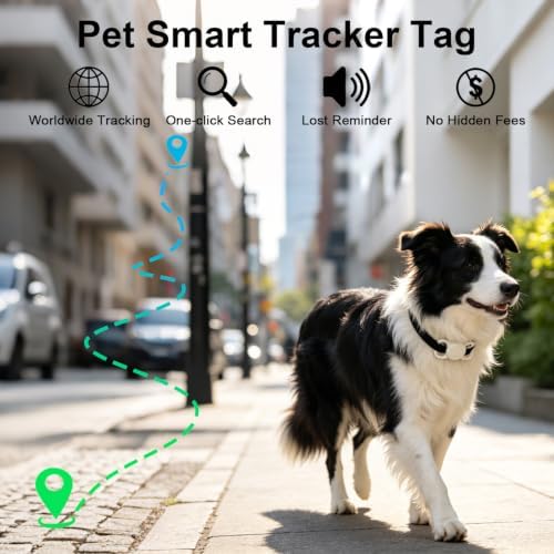 Pet Tracker Tag, Smart GPS Track Device for Dog/Cat Collar