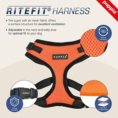 Authentic Puppia RiteFit Harness with Adjustable Neck, Green, Large