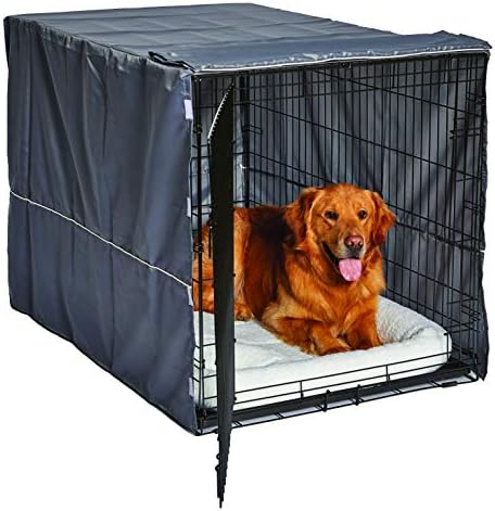 New World Midwest Homes for Pets XL Dog Crate Cover, Polyester Privacy Kennel Cover Fits Most 48-inch Crates, Light Gray, Machine Washable, Reduces Barking & Chewing
