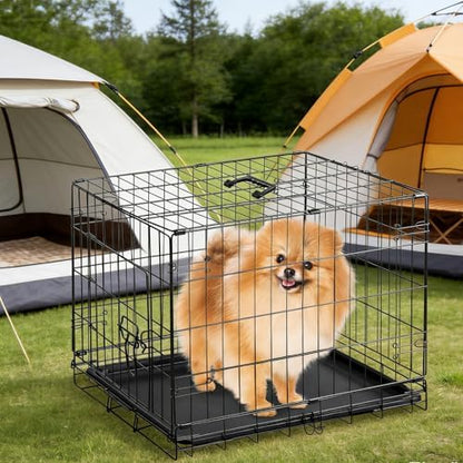 Sweetcrispy 24 Inch Dog Crate, Small Dog Cage, Foldable Puppy Pet Kennel