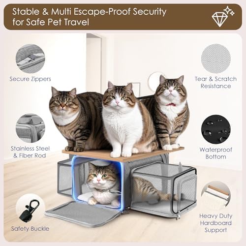 Top and 2 Sides Expandable Cat Carrier 18x13.5x9.5 TSA Airline Approved