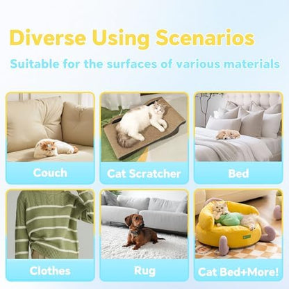 Pet Hair Remover for Furniture, Reusable Lint Cleaner for Dog and Cat Hair, 17.3Inch Multifunctional Hair Removal Brush, Gentle on Couches, Carpets, Clothes, Bedding, with Long Handle Squeegee