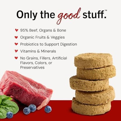 Stella & Chewy's Freeze Dried Dog Food for Adult Dogs, Beef Patties, 32 Count, 16 Ounce Bag