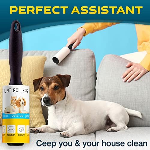 Lint Rollers for Pet Hair, White, Sticky Remover for Couch, Clothes, Furniture and Carpet, Dog and Cat Fur Remover, Animal Fuzz, 5 Large Sticky Rollers