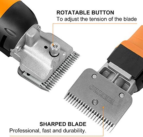 BEETRO 500W Electric Professional Horse Shears, 6 Speeds Animal Grooming Clippers for Horse Equine Goat Pony Cattle, with an Extra Set of Shearing Blades