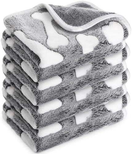 Reginary 4 Pcs Guinea Pig Fleece Cage Liners, Gray Bones, 24 x 16 Inch