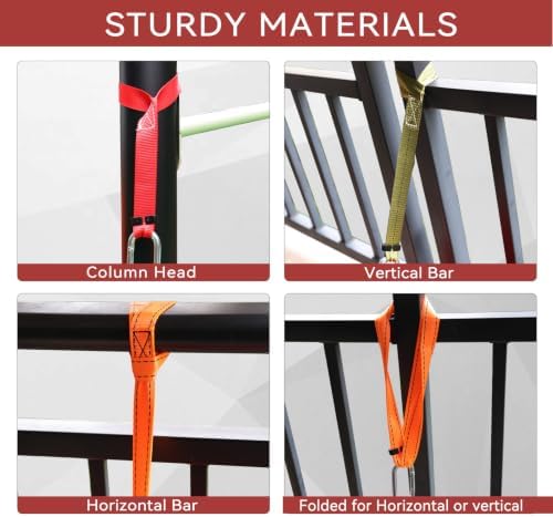 4PCS Horse Bucket Strap Hangers Heavy Duty, Bucket Hangers for Horse Water Feed Bucket Hay Bag Nets, Multi-Purpose Hanging Straps for Horse Stall Barns Gates Trees, 14”/20”*2/26”, RBuAO