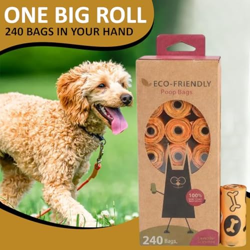 MEADOWS & MUTTS Dog Poop Bags - 240 Count Compostable Biodegradable Plant Based Pet Waste Bags | Leak Proof Extra Thick | Lavender Scented Eco-Friendly Puppy Poop Bags