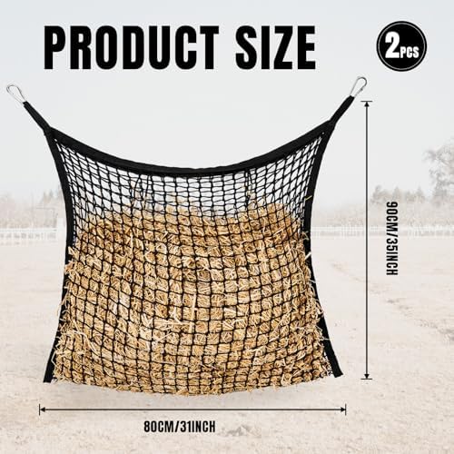 Slow Feed Hay Nets for Horses, Large Capacity Hay Bags, 2 Pack