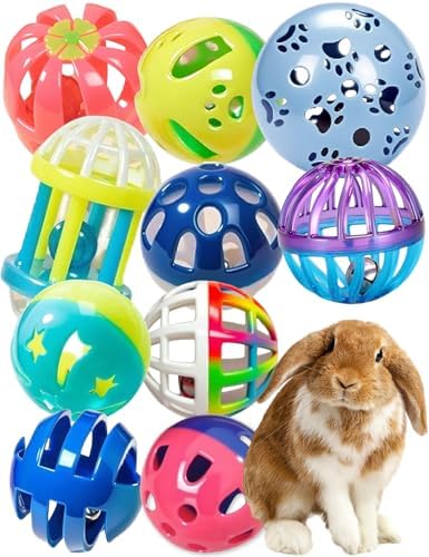 10 Pack Hollow Plastic Play Balls, Assorted Cutout Shapes for rabbits