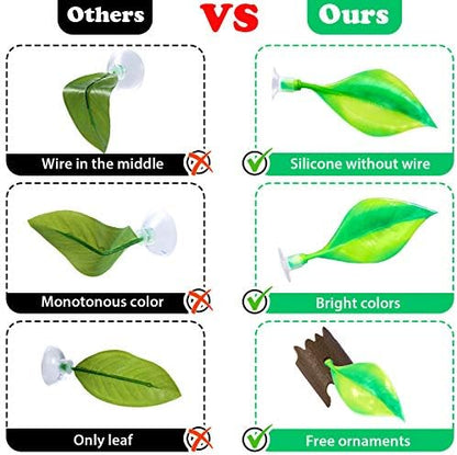 WILLBOND 2 Pcs Green Silicone Betta Fish Bed Leaf Hammock Betta Fish Tank Accessories Decorations for Aquarium Ornaments, Practical Resting Spot, Comfortable and Safe