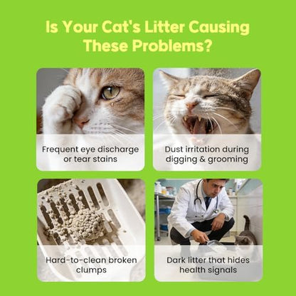 Natural Cassava Cat Litter,Odor Control Dust-Free,Advanced Clean Paws Multi Cat Clumping Litter,Kittens and Sensitive Cat Liter,Mixable with Crystal Litter and Various Litter