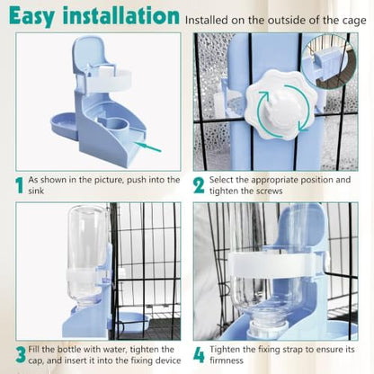 kathson Rabbit Water Bottle, 17oz Hanging Water Fountain Automatic Dispenser No Leak WaterFeeder for Bunny Chinchilla Guinea Pig Hedgehog Ferret