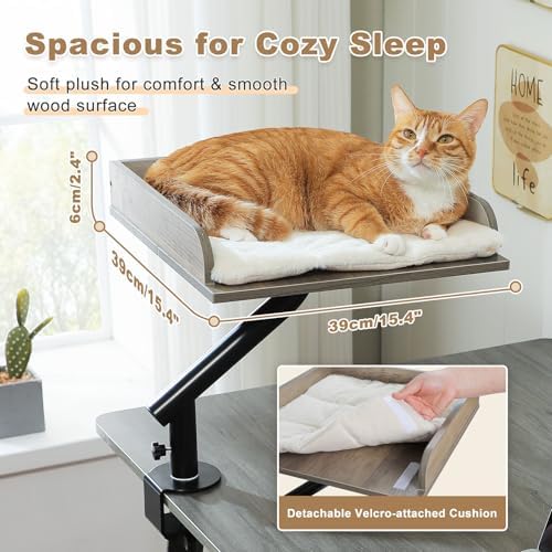 PAWZ Road Cat Desk Bed 360°Rotating Supports to 50 Lbs Cozy Nest for Desk