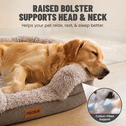 Miorun Fluffy Orthopedic Dog Beds Large Sized Dog, 48" Bolster Sofa Bed