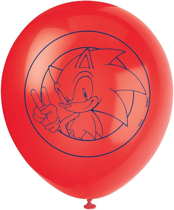 Sonic the Hedgehog Assorted Colors Printed Latex Balloons - (12") Pack of 8 - Perfect Decorations for Birthday Parties and Sonic-Themed Celebrations