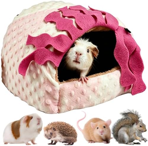 Small Pet Hideout No Bottom Guinea Pig Rabbit Cave Toilet Cover (Pink,Medium)