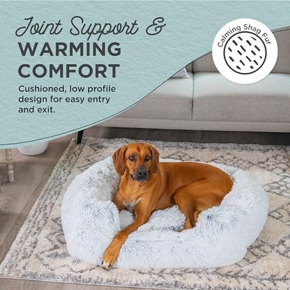Best Friends by Sheri Lounge Dog Bed, Shag Faux Fur, Frost, Large 36" x 27"