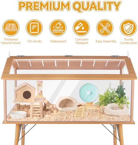 Kalolary Large Wooden Hamster Cage, 40"L x 48"H Hamster House and Habitats