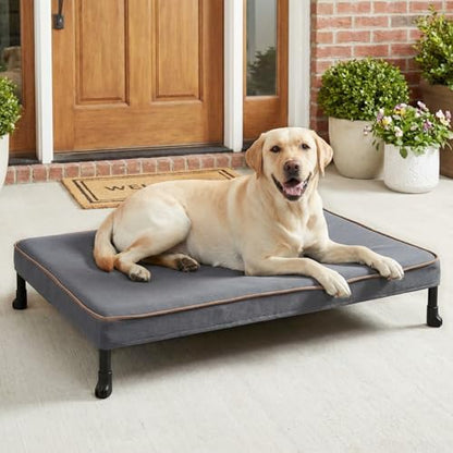 Veehoo Chew Proof Dog Bed, Orthopedic Elevated Dog Bed with Padded Cover
