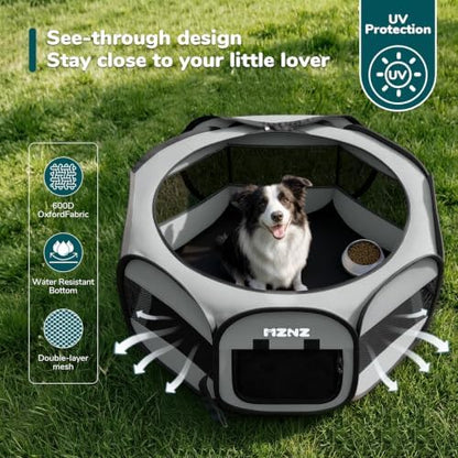 Dog Cat Small Animal Puppy Playpen Crate, Large, Whole Grey