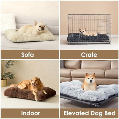 EHEYCIGA Fluffy Dog Crate Bed for Small Dogs, Plush Crate Pad, Coffee
