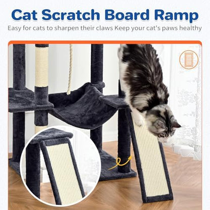 ABCPET 63" Multi-Level Cat Tree Tower for Indoor Cats, Dark Grey