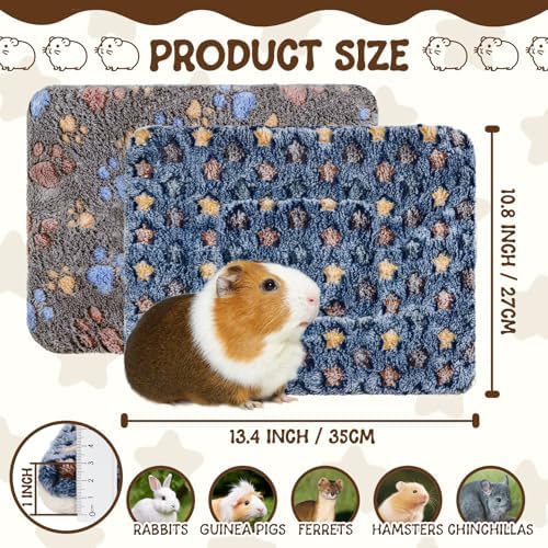 2 Pcs Guinea Pig Bed, Washable Rabbit Bunny Bed Mat Warm Small Animal Bed Pad Guinea Pig Pillow Pet Bed Mat for Chinchilla Hedgehog Ferret