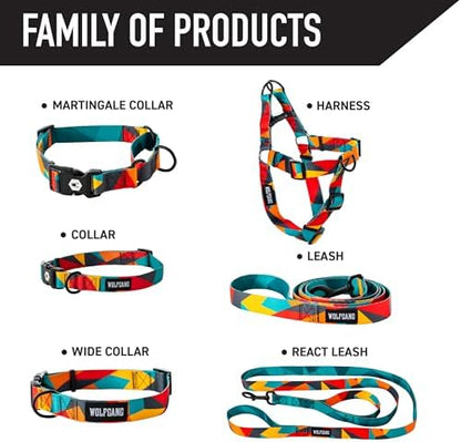 Wolfgang Heavy Duty Adjustable Dog Harness, Pull-Tested to Over 800 lbs for Walking & Training, ShatterShapes Print, Medium