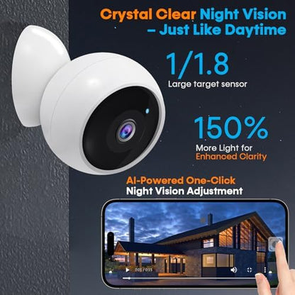 AMTIFO Security Cameras Wireless Outdoor Magnetic - 4-Pack Install-Free Indoor Smart 2K WiFi - Long Battery Life Powered Wireless Security Camera with AI Motion Detection