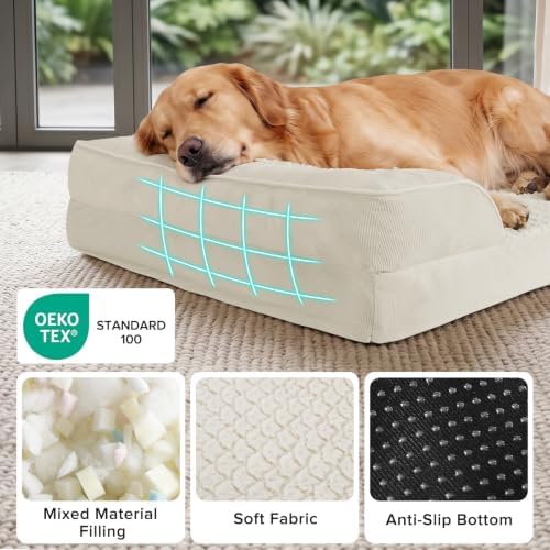 INVENHO Jumbo Orthopedic Dog Bed for Extra Large Dogs, Waterproof, Egg-Crate Foam Dog Couch Bed with Washable Removable Cover, Waterproof Lining and Nonskid Bottom