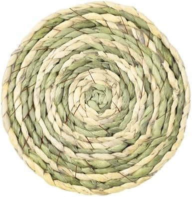 SunGrow Round Rabbit Grass Mat, Chew Toy for Guinea Pigs and Hamsters, Enclosure Bedding for Small Animals, Gnawing and Relaxation Hideout Spot, 8" x 0.7", 1 Pc    